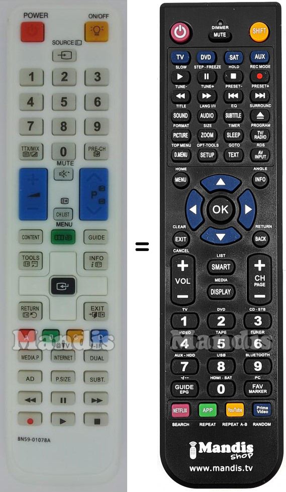 Télécommande équivalente Samsung BN59-01078A