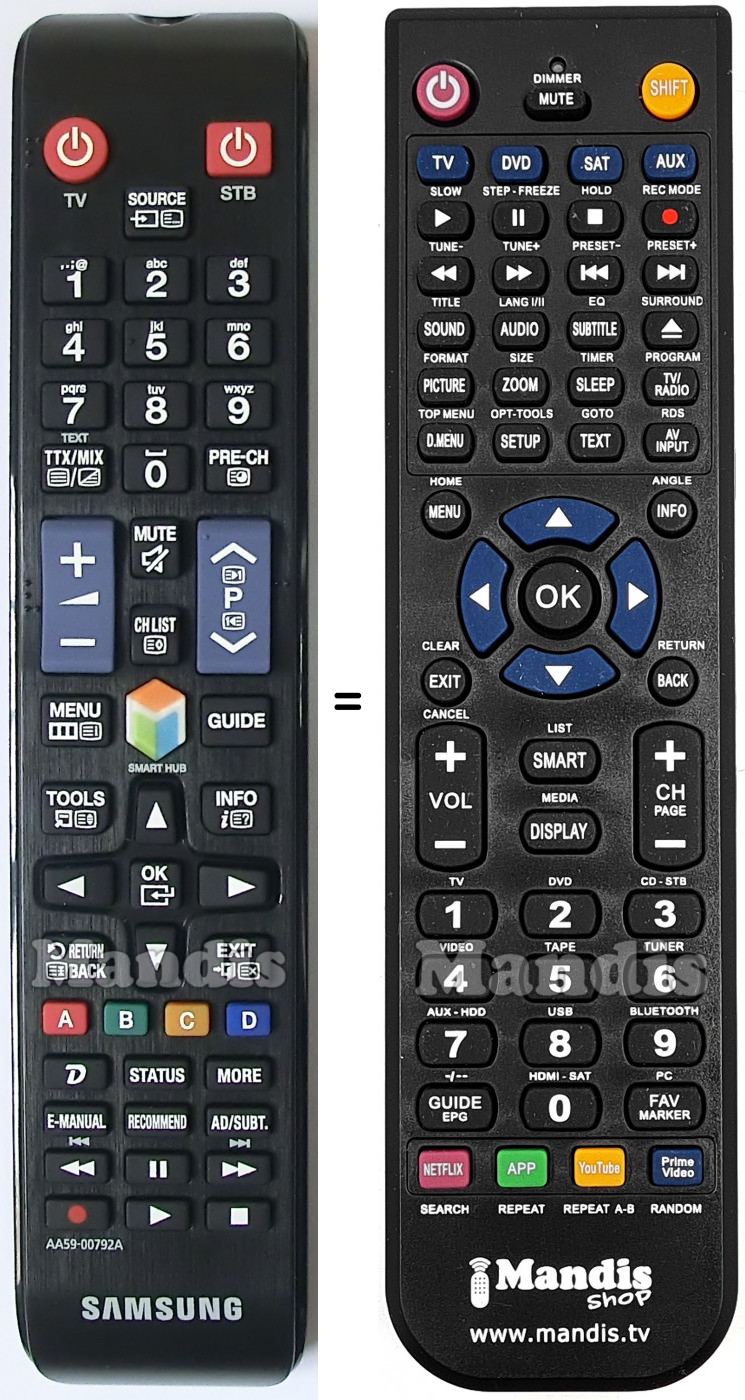 Télécommande équivalente Samsung AA59-00792A