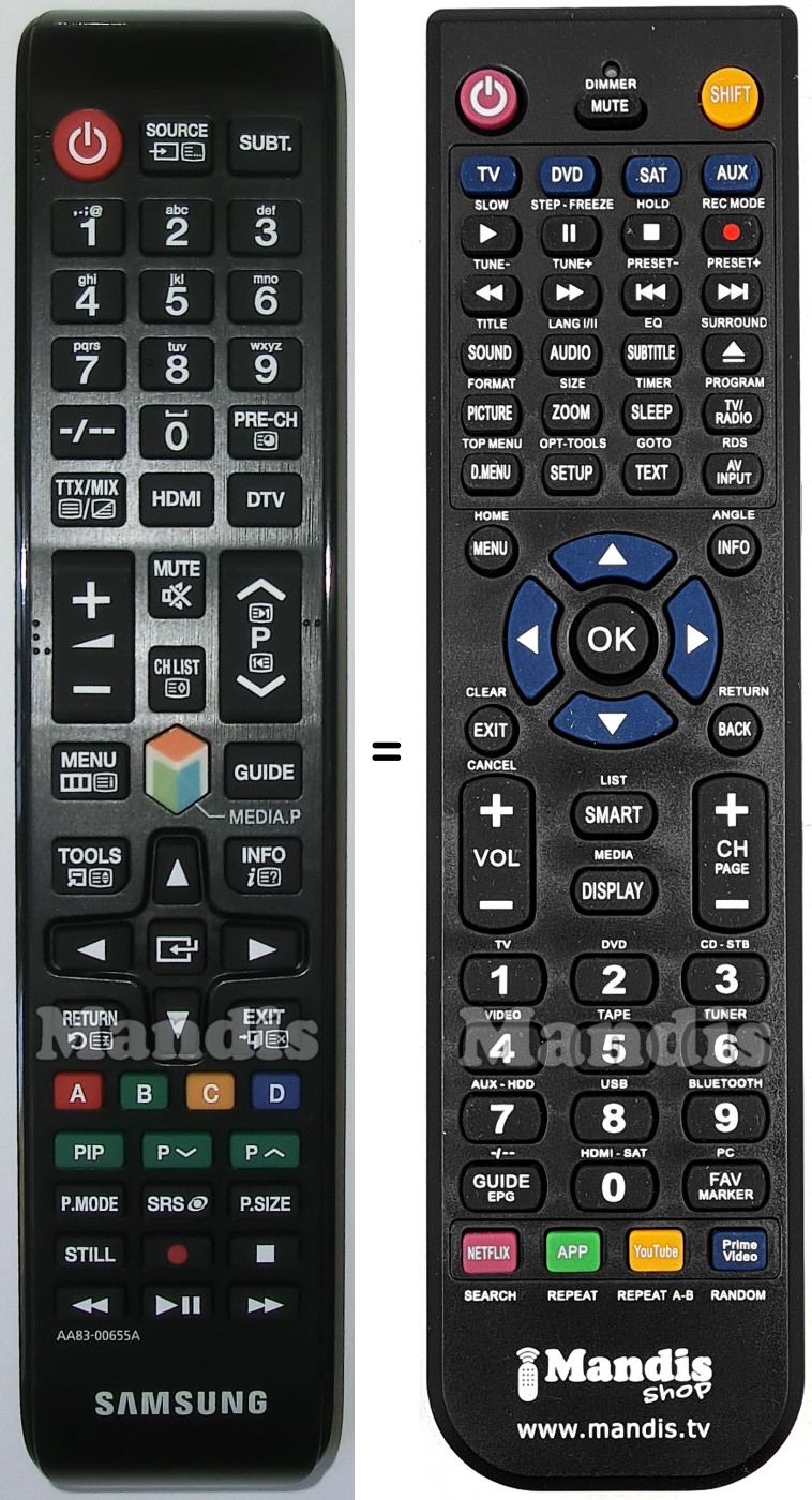 Télécommande équivalente Samsung AA83-00655A