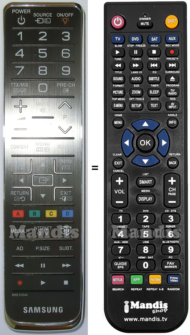 Télécommande équivalente Samsung BN59-01054A
