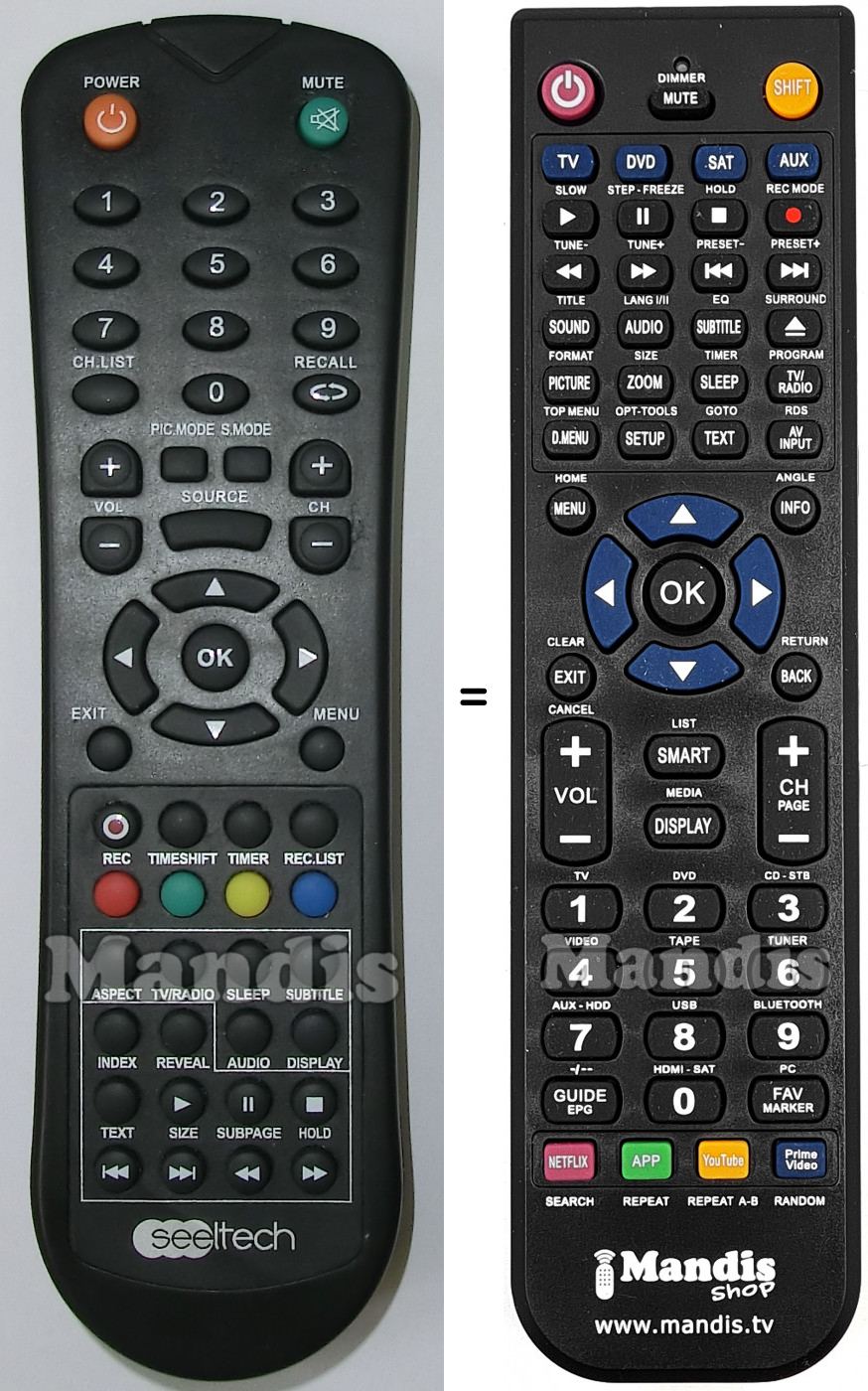 Télécommande équivalente SEELTECH SELD28-D08HB