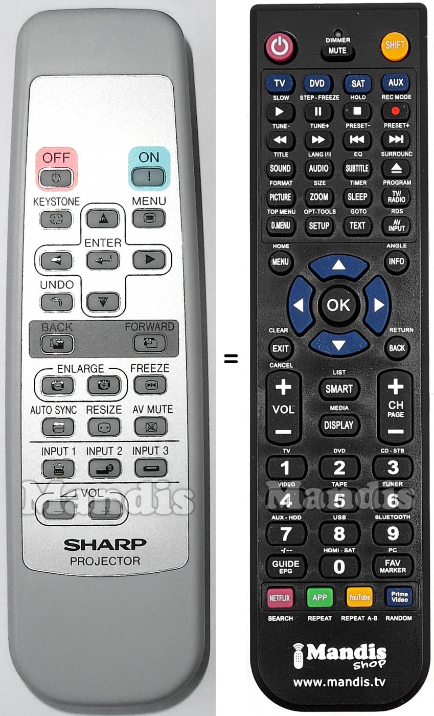 Télécommande équivalente Sharp RRMCGA138WJSA