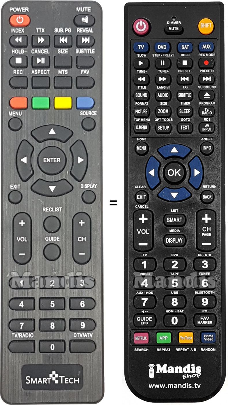 Télécommande équivalente Smart Tech SMT32Z30HC1L1B1