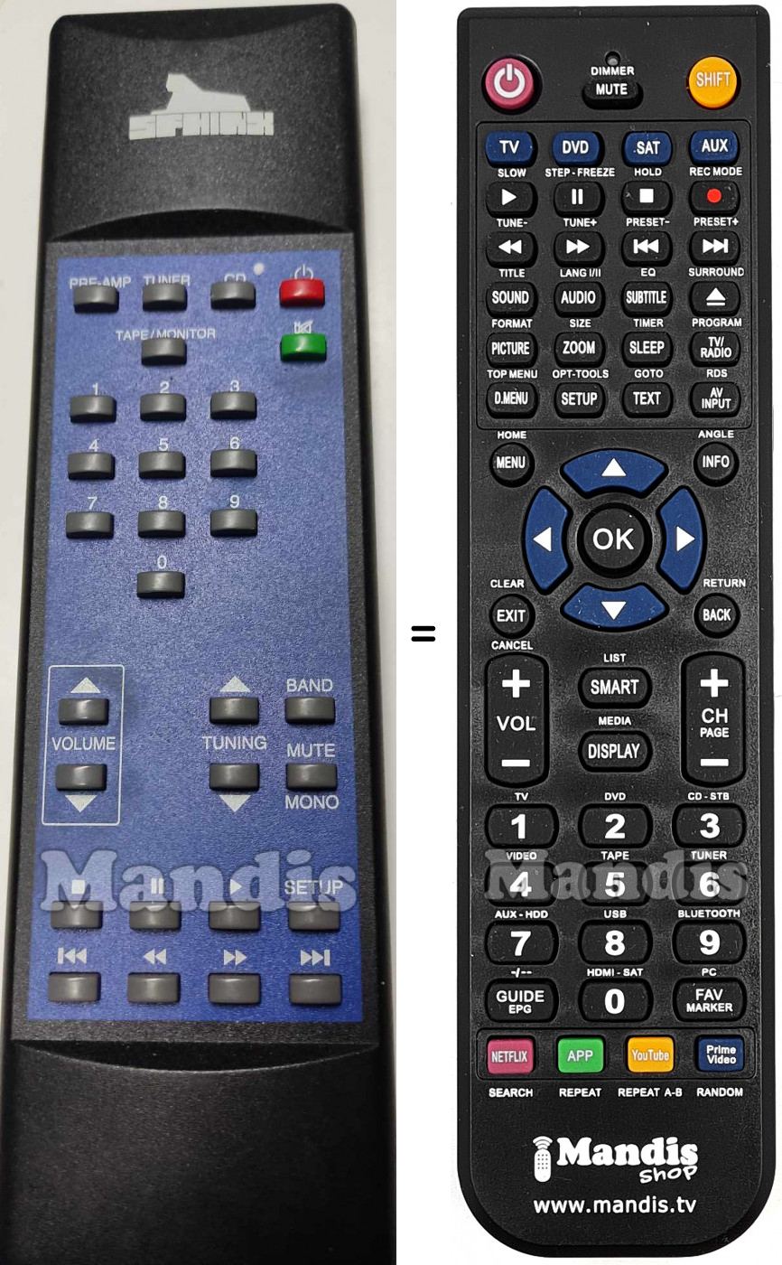 Télécommande équivalente SPHINX ProjectEight