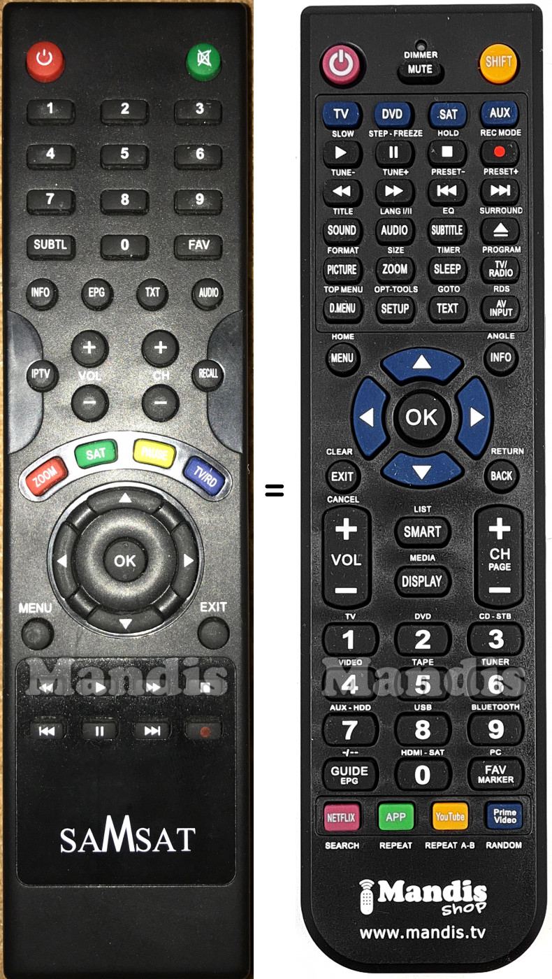 T&eacute;l&eacute;commande &eacute;quivalente SAMSAT HD60Mini