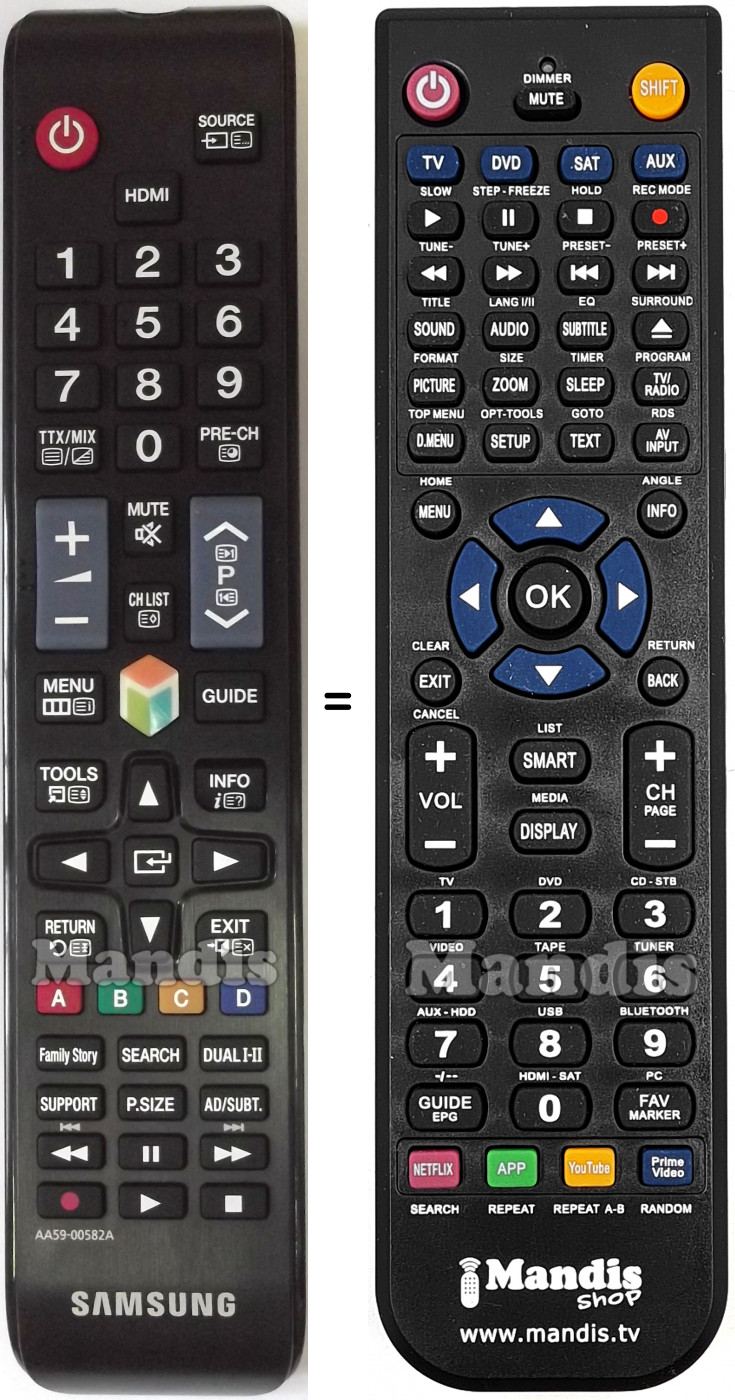 Télécommande équivalente Samsung AA59-00582A