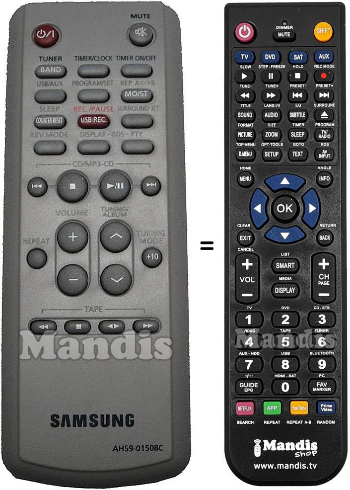 T&eacute;l&eacute;commande &eacute;quivalente Samsung AH5901508C