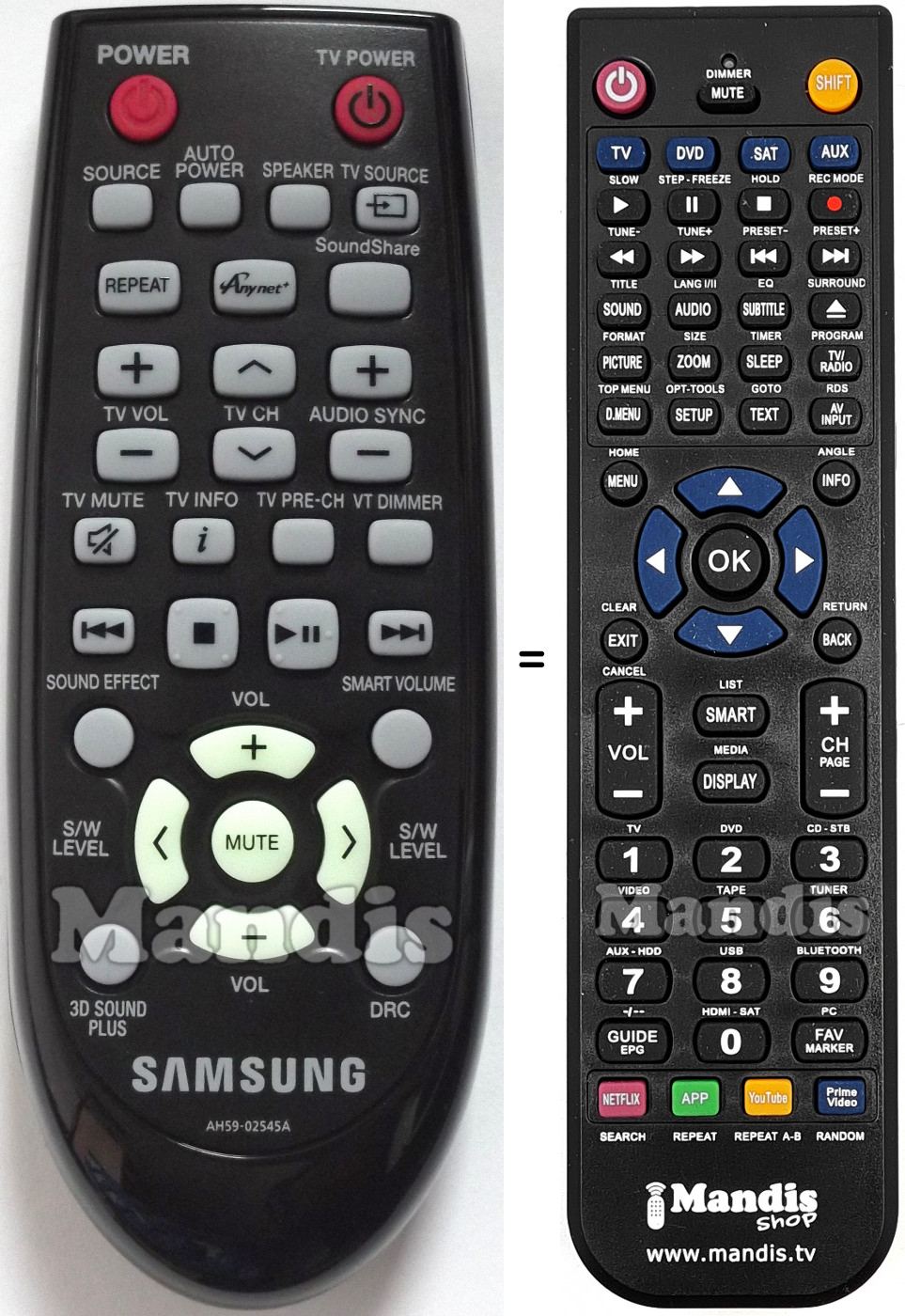 Télécommande équivalente Samsung AH59-02545A
