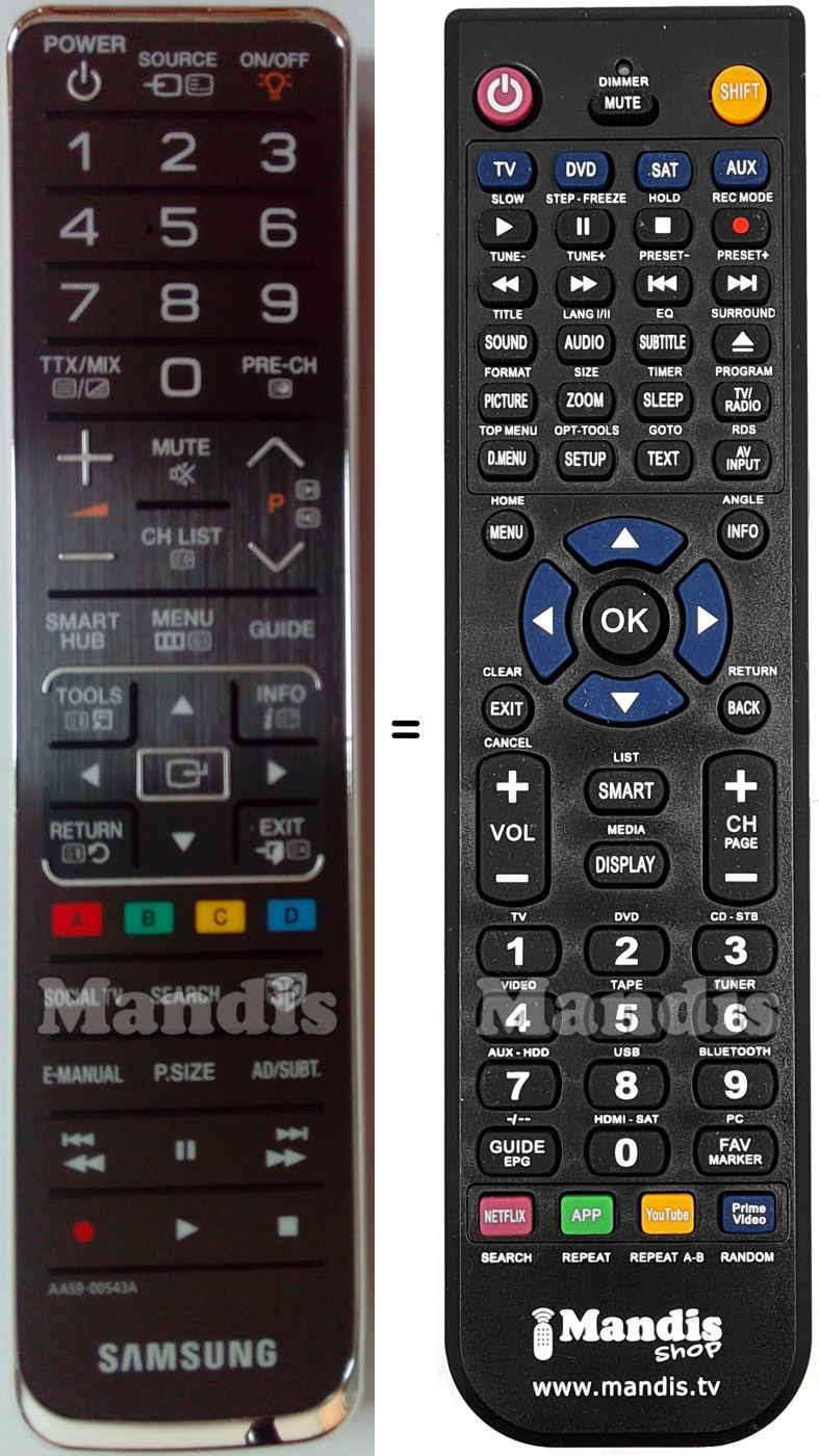 Télécommande équivalente Samsung AA5900543A