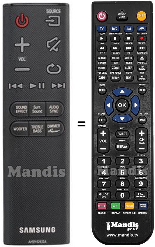 T&eacute;l&eacute;commande &eacute;quivalente Samsung AH5902632A