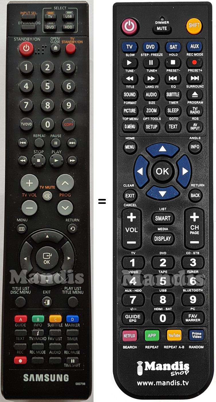 Télécommande équivalente Samsung AK5900079B