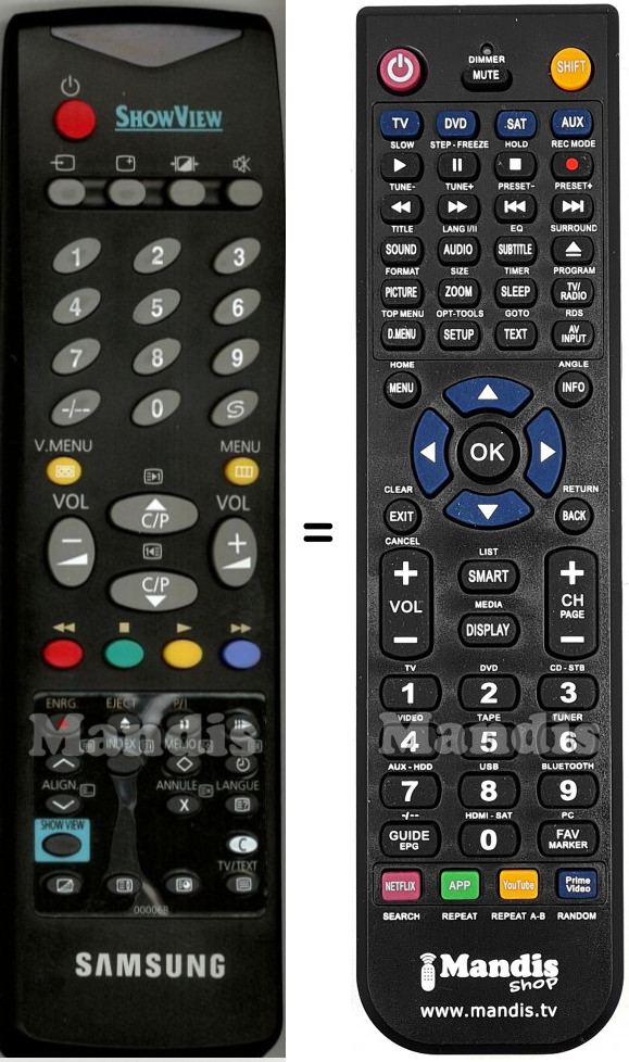 Télécommande équivalente Samsung 00006B