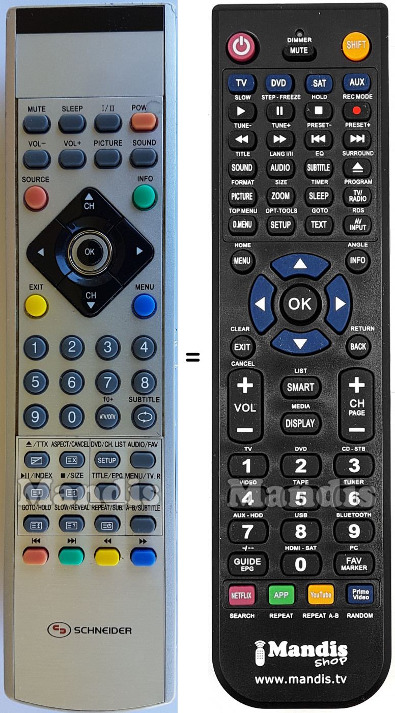 Télécommande équivalente SCHNEIDER STFT-2698