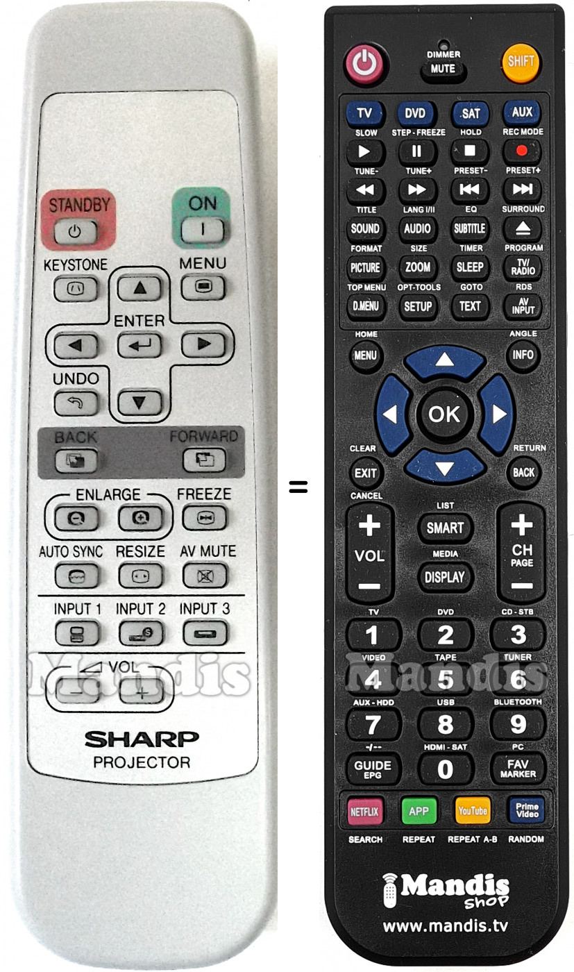 T&eacute;l&eacute;commande &eacute;quivalente Sharp RRMCGA187WJSA