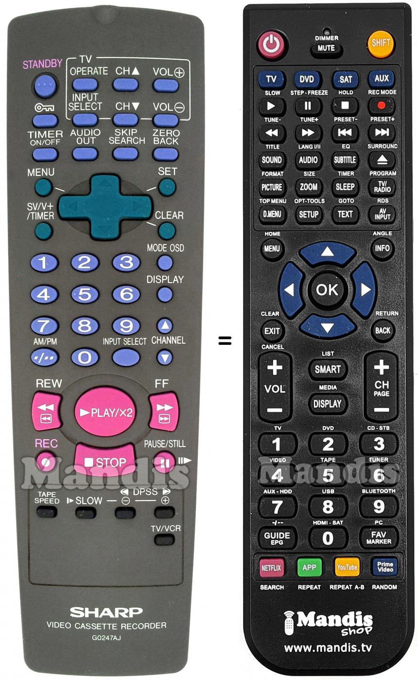 Télécommande équivalente Sharp G 0247 AJ