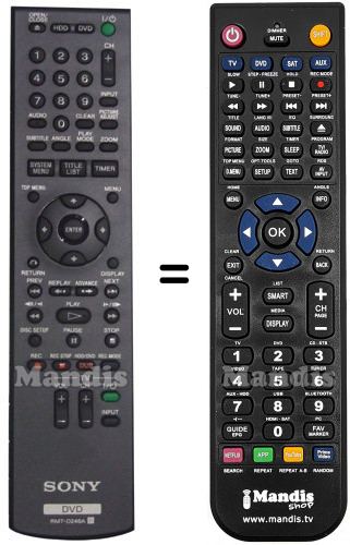 Télécommande équivalente Sony RMTD246A