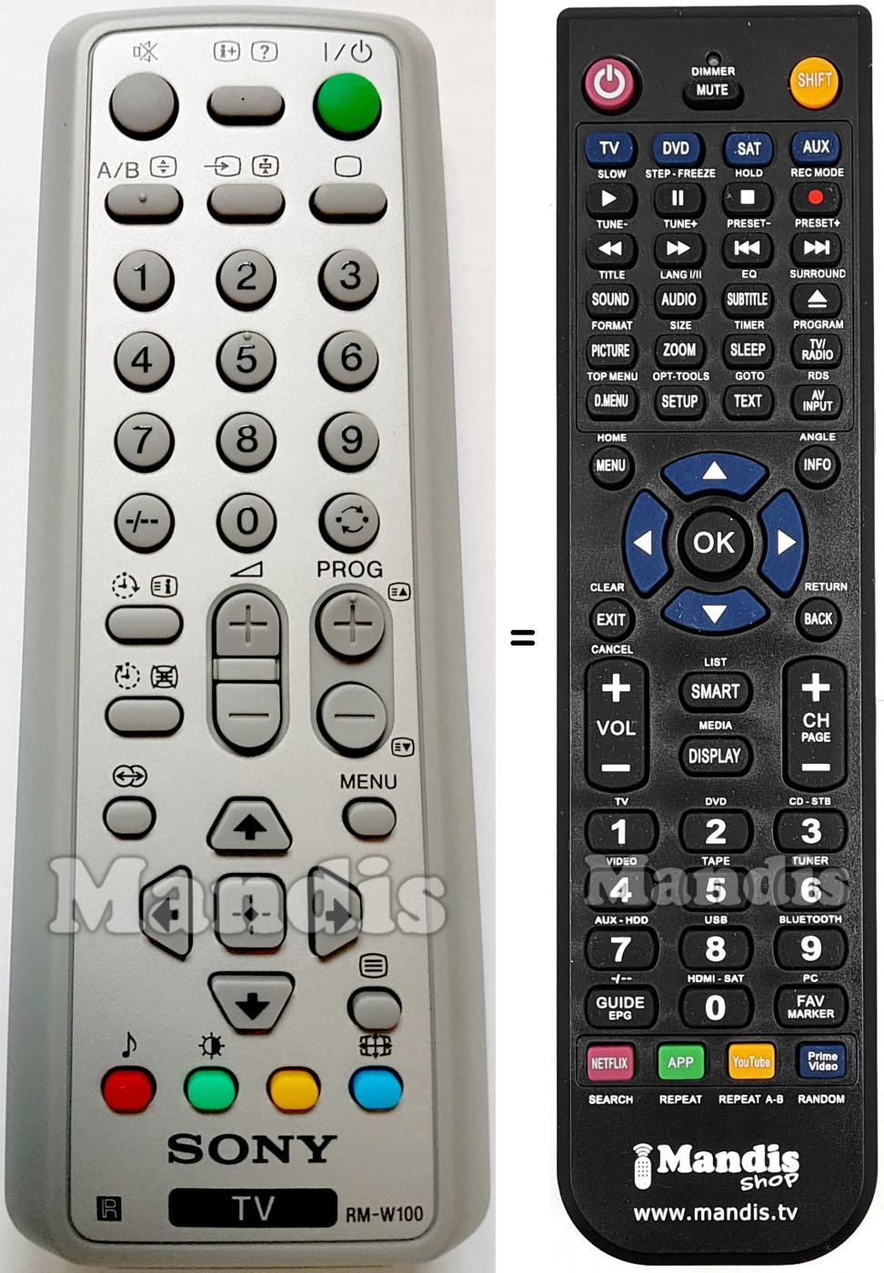 Télécommande équivalente Sony RM-W100