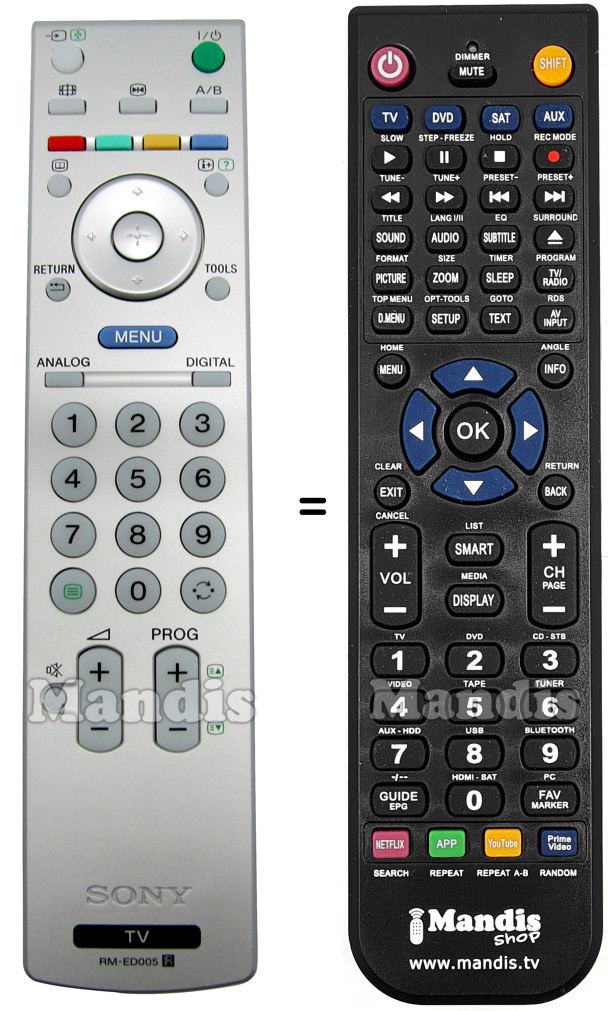 Télécommande équivalente Sony RM-ED005