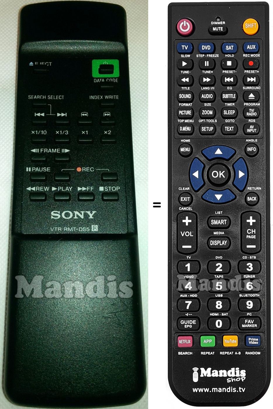 Télécommande équivalente Sony RMT-DS5