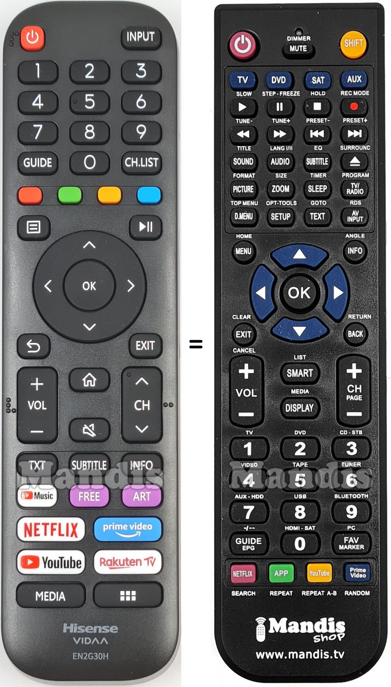 Télécommande équivalente Hisense EN2G30H