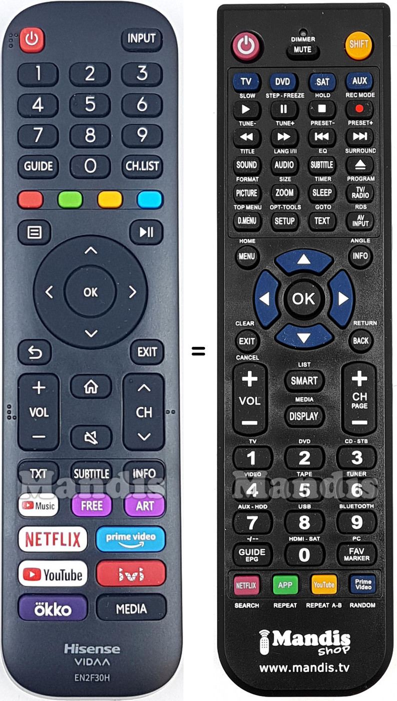 Télécommande équivalente Hisense EN2F30H