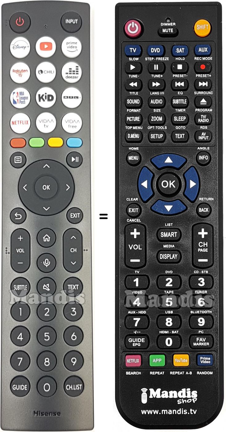 Télécommande équivalente Hisense HT324838