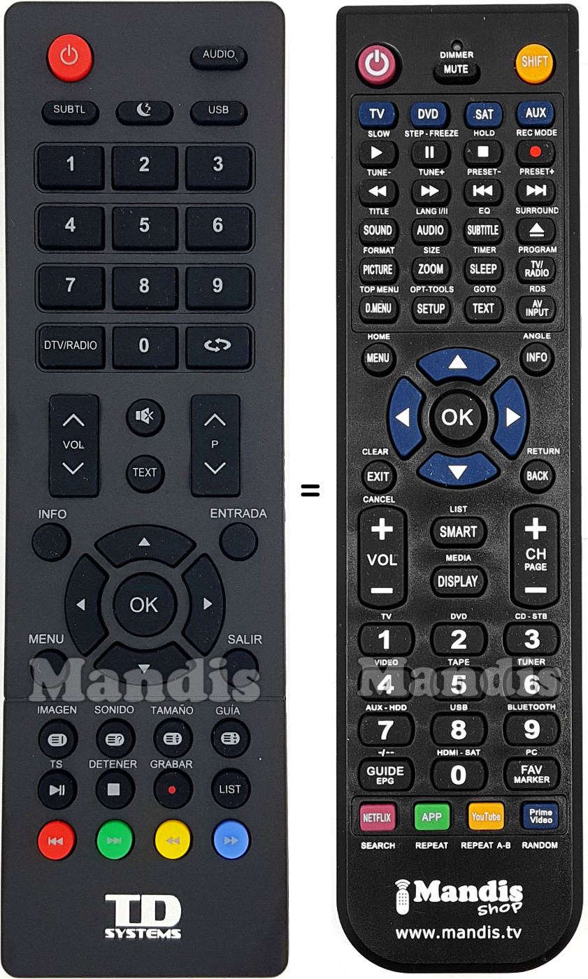 Télécommande équivalente TDSYS001