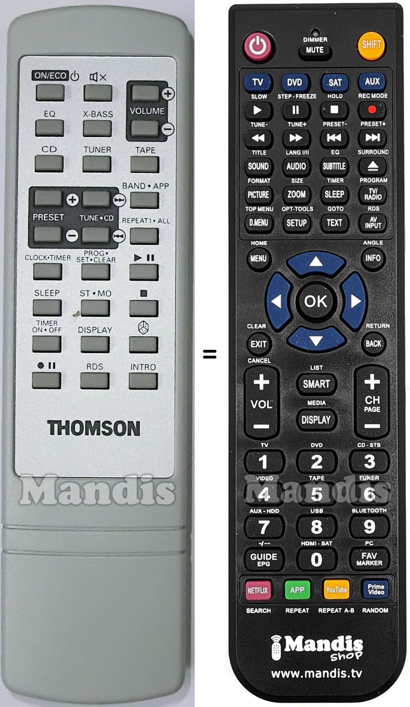 Télécommande équivalente Thomson AM1280
