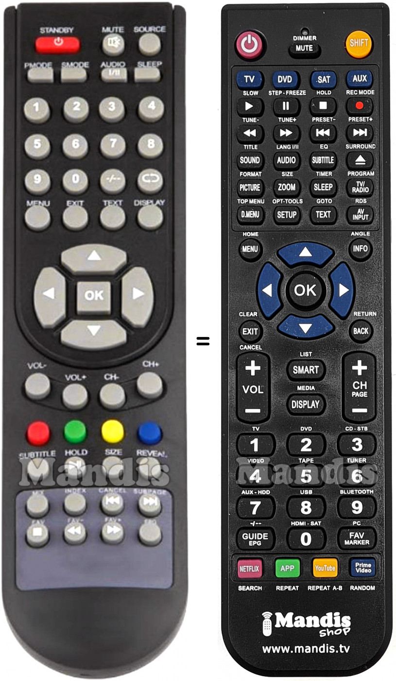 Télécommande équivalente VD Tech TQT3212VD002-1