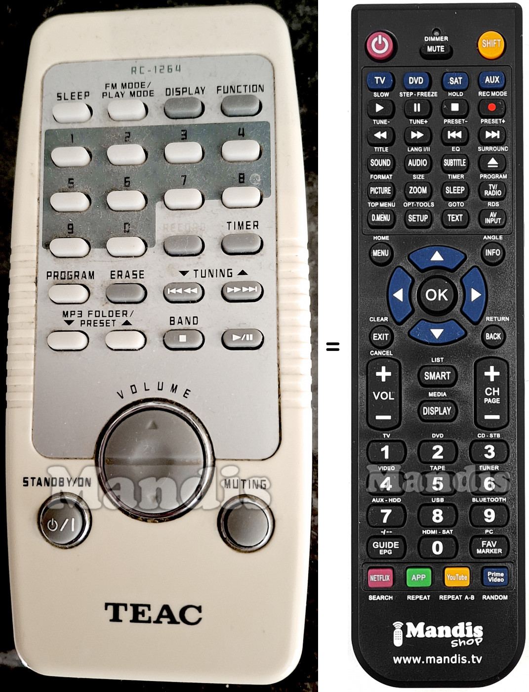 Télécommande équivalente RC-1264