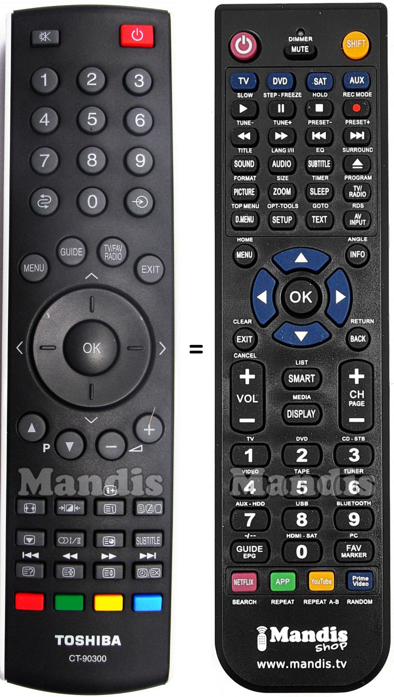 T&eacute;l&eacute;commande &eacute;quivalente Toshiba CT-90300