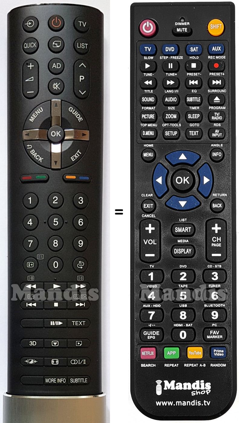 Télécommande équivalente Toshiba CT90383