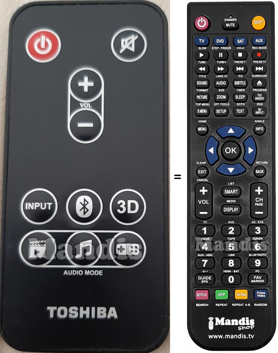 Télécommande équivalente Toshiba SBM1W