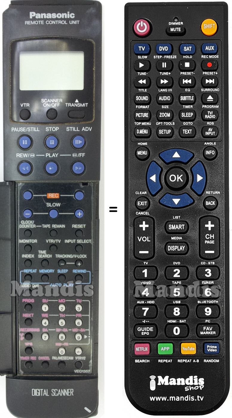 Télécommande équivalente Panasonic VEQ1357