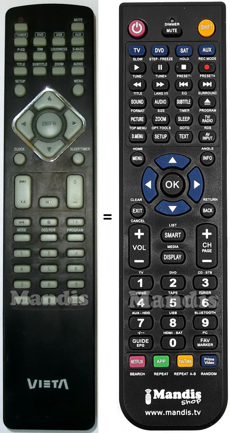 Télécommande équivalente VIETA VIE001
