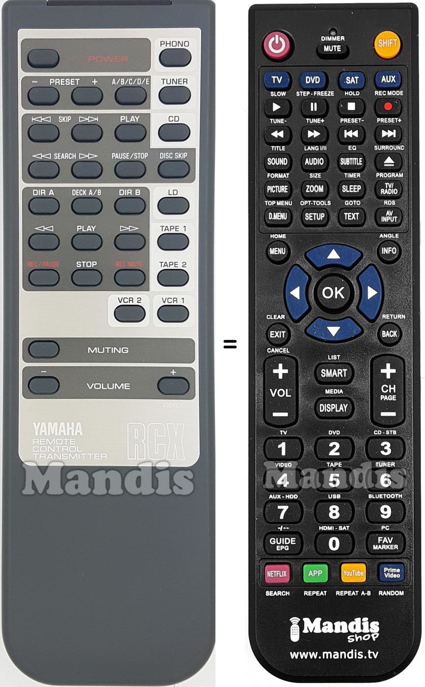 T&eacute;l&eacute;commande &eacute;quivalente Yamaha VQ08630