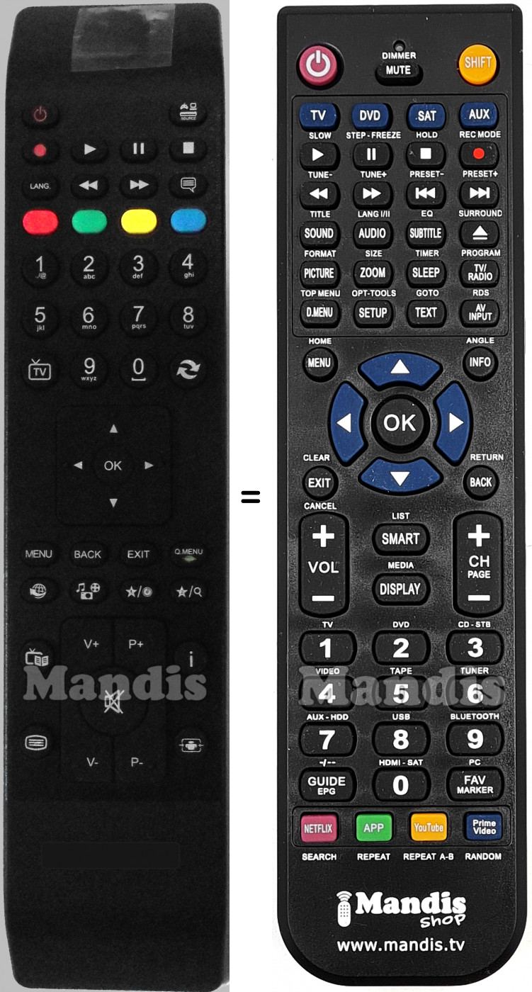 Télécommande équivalente ELECTRONIA RC-4800