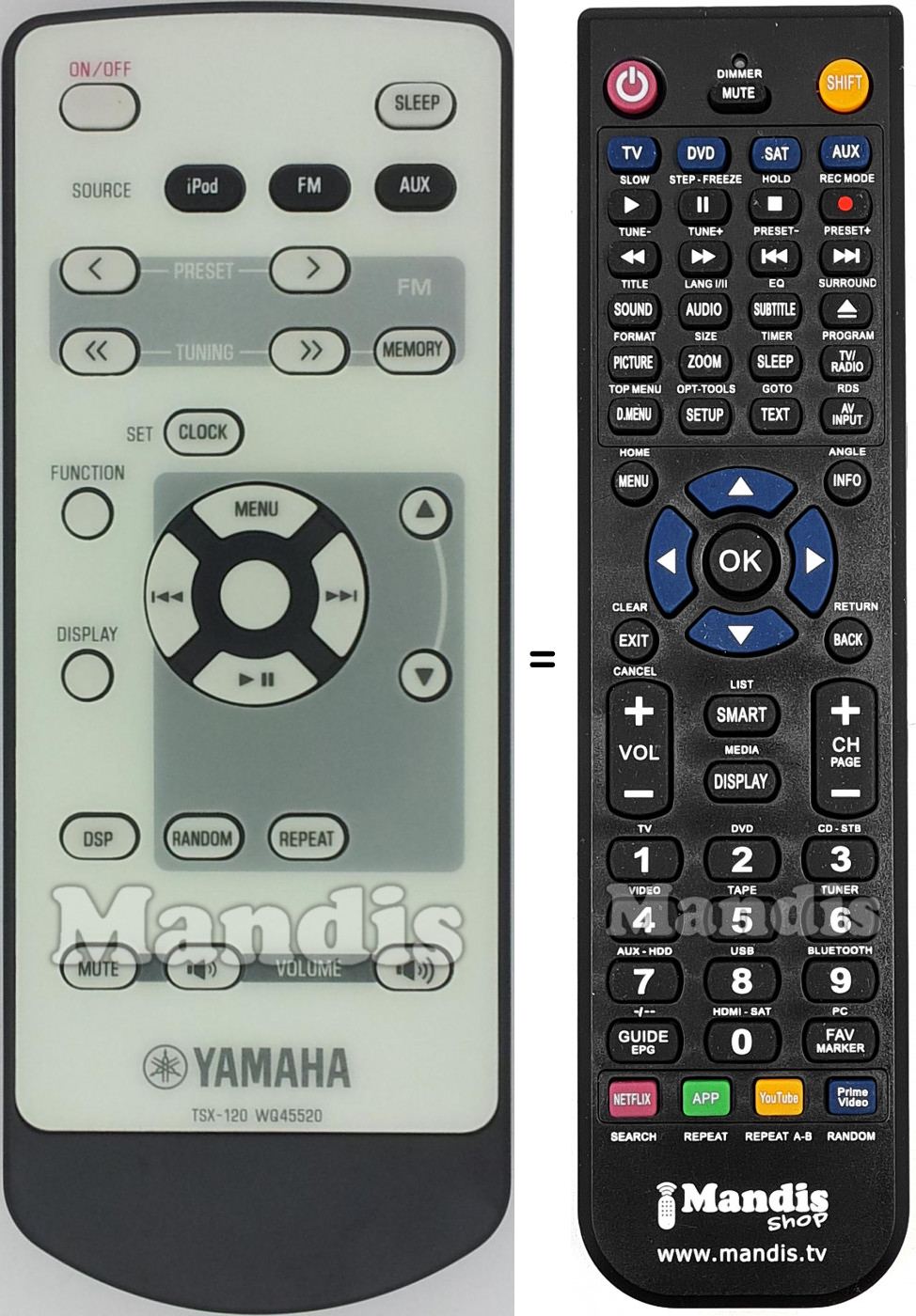 Télécommande équivalente Yamaha WQ455200