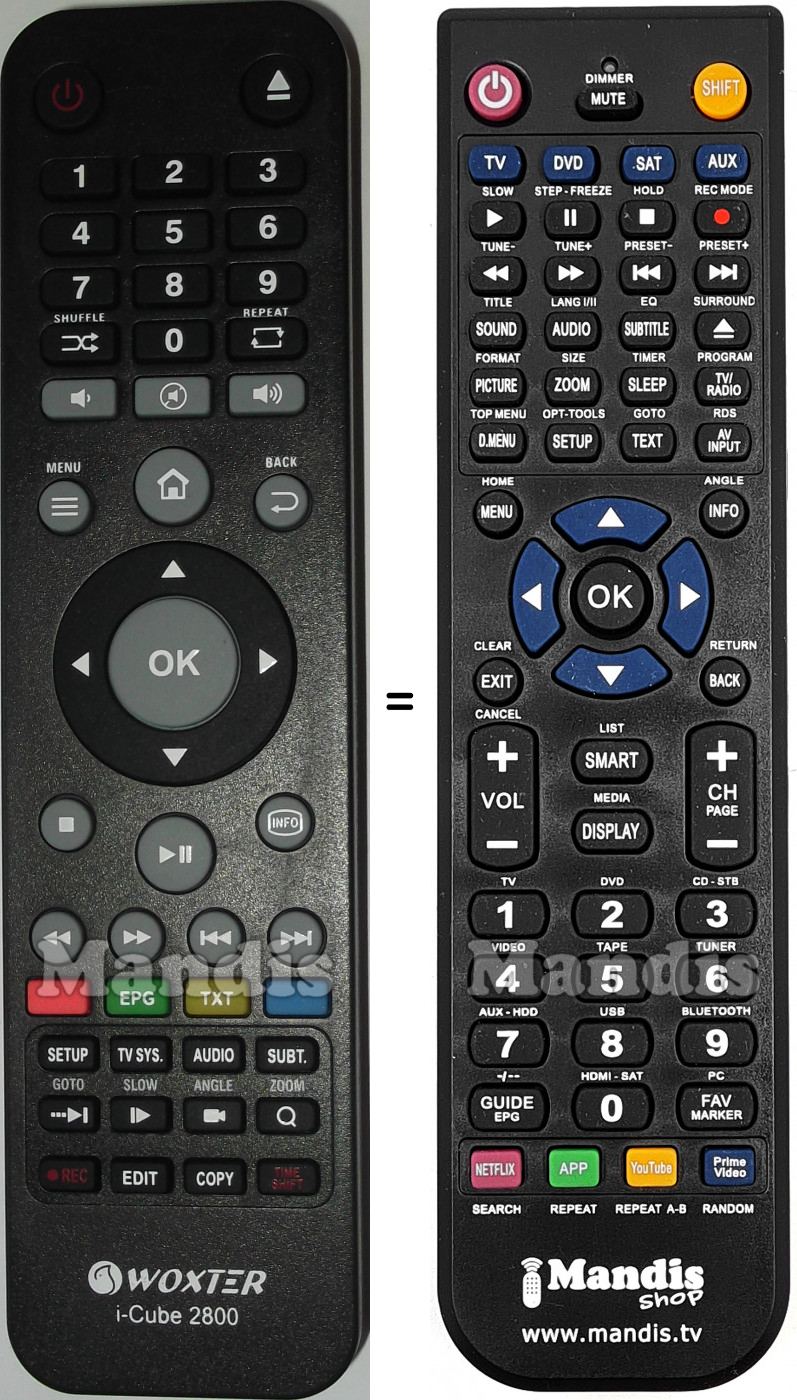 Télécommande équivalente Giga Tv IcubeX800