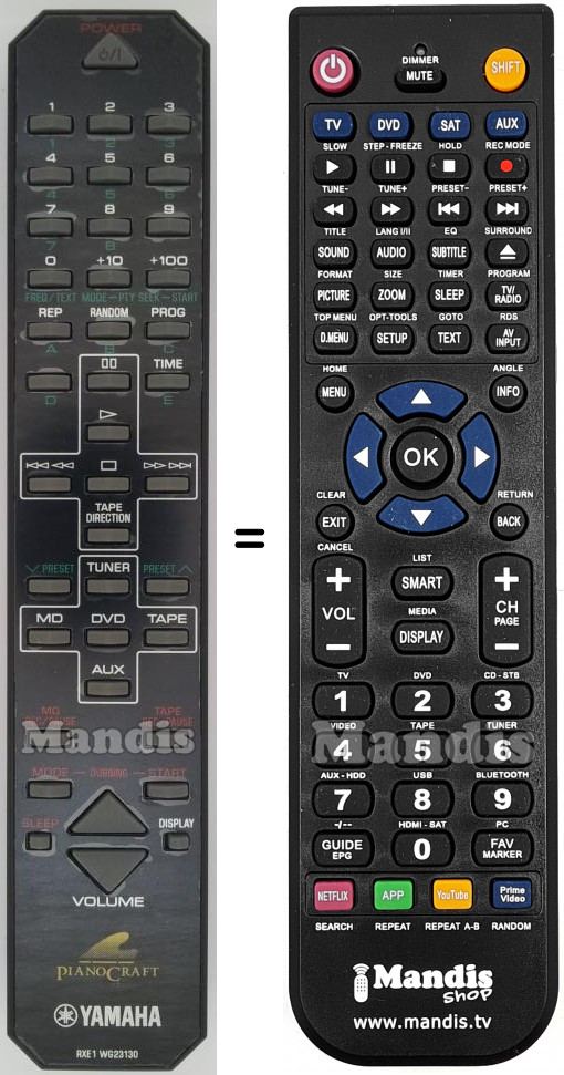 Télécommande équivalente Yamaha RXE1