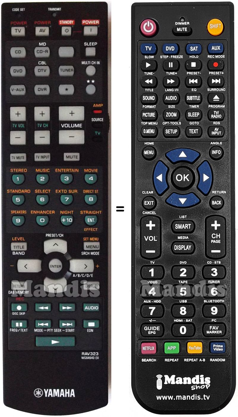 Télécommande équivalente Yamaha RAV323