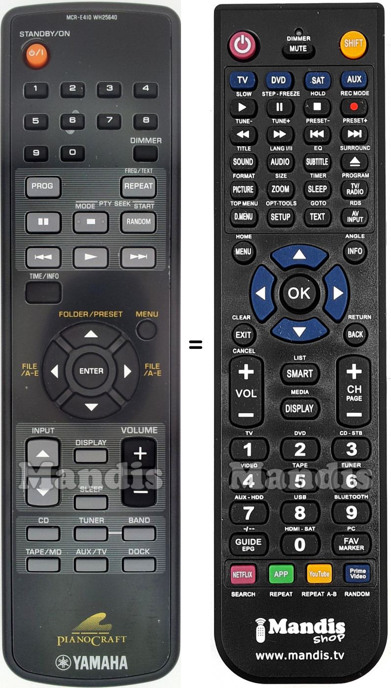 T&eacute;l&eacute;commande &eacute;quivalente Yamaha MCR-E410