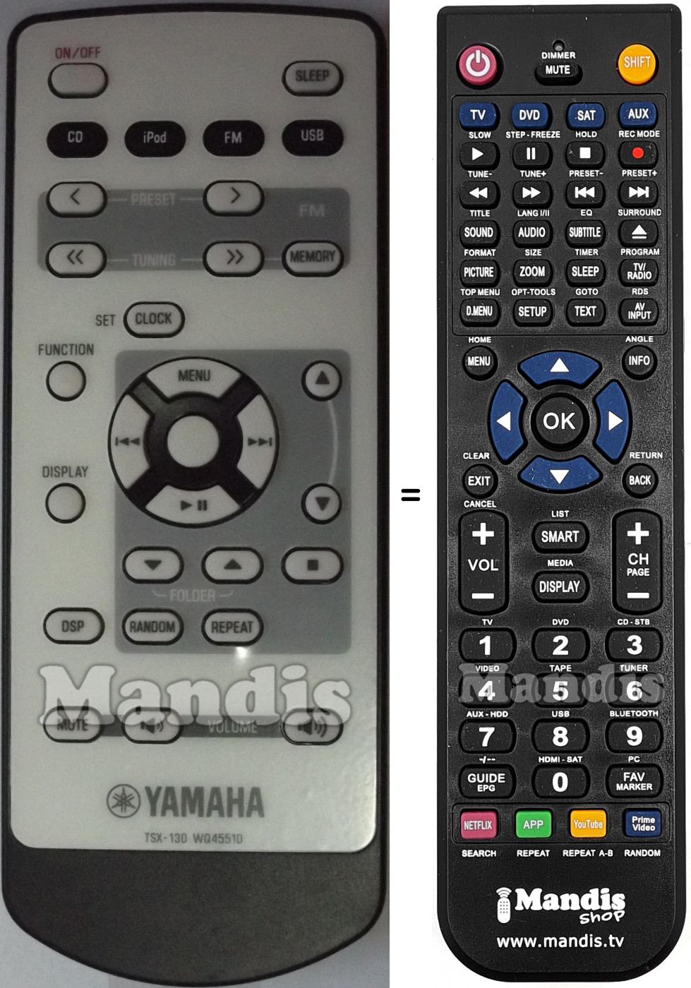 Télécommande équivalente TSX-130
