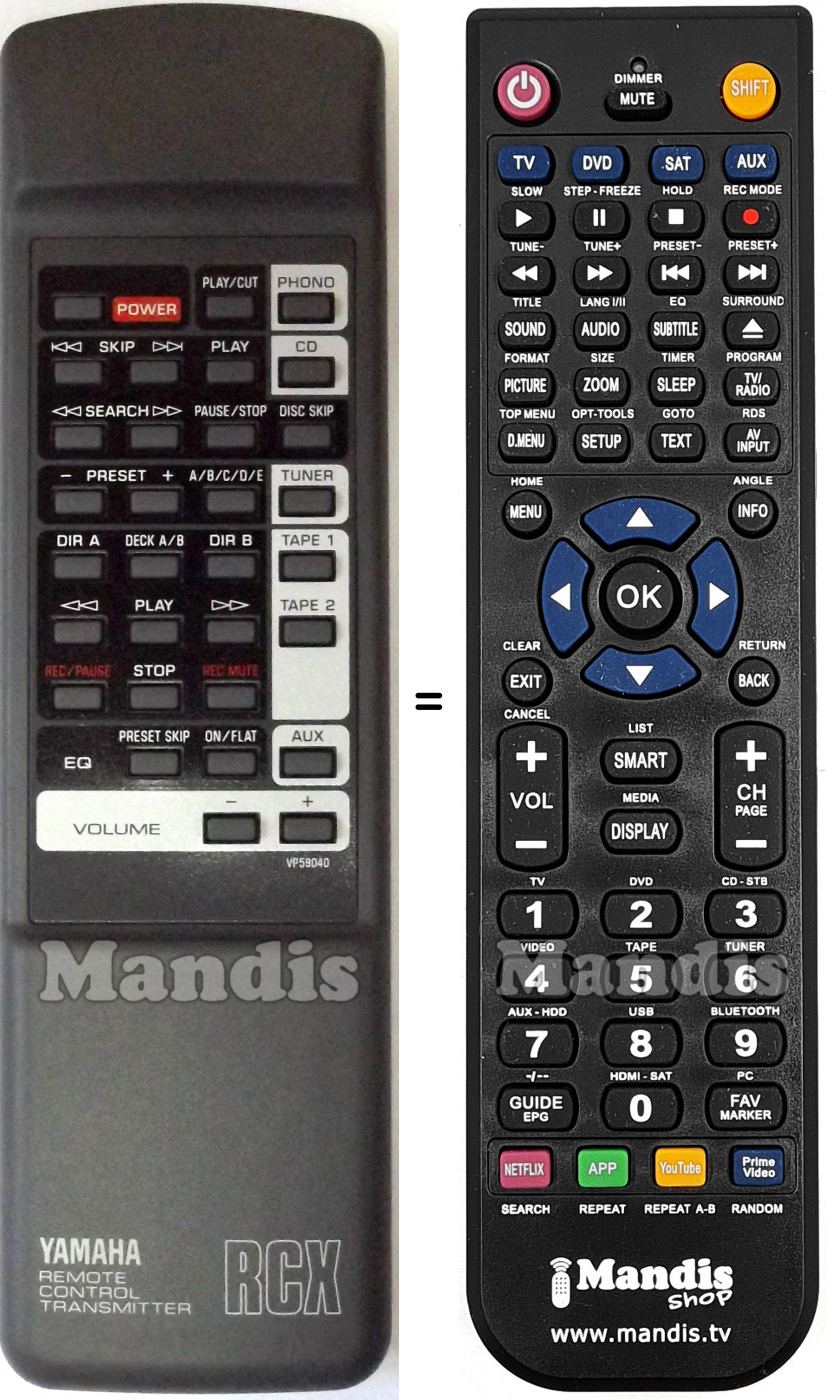 T&eacute;l&eacute;commande &eacute;quivalente Yamaha VP590400