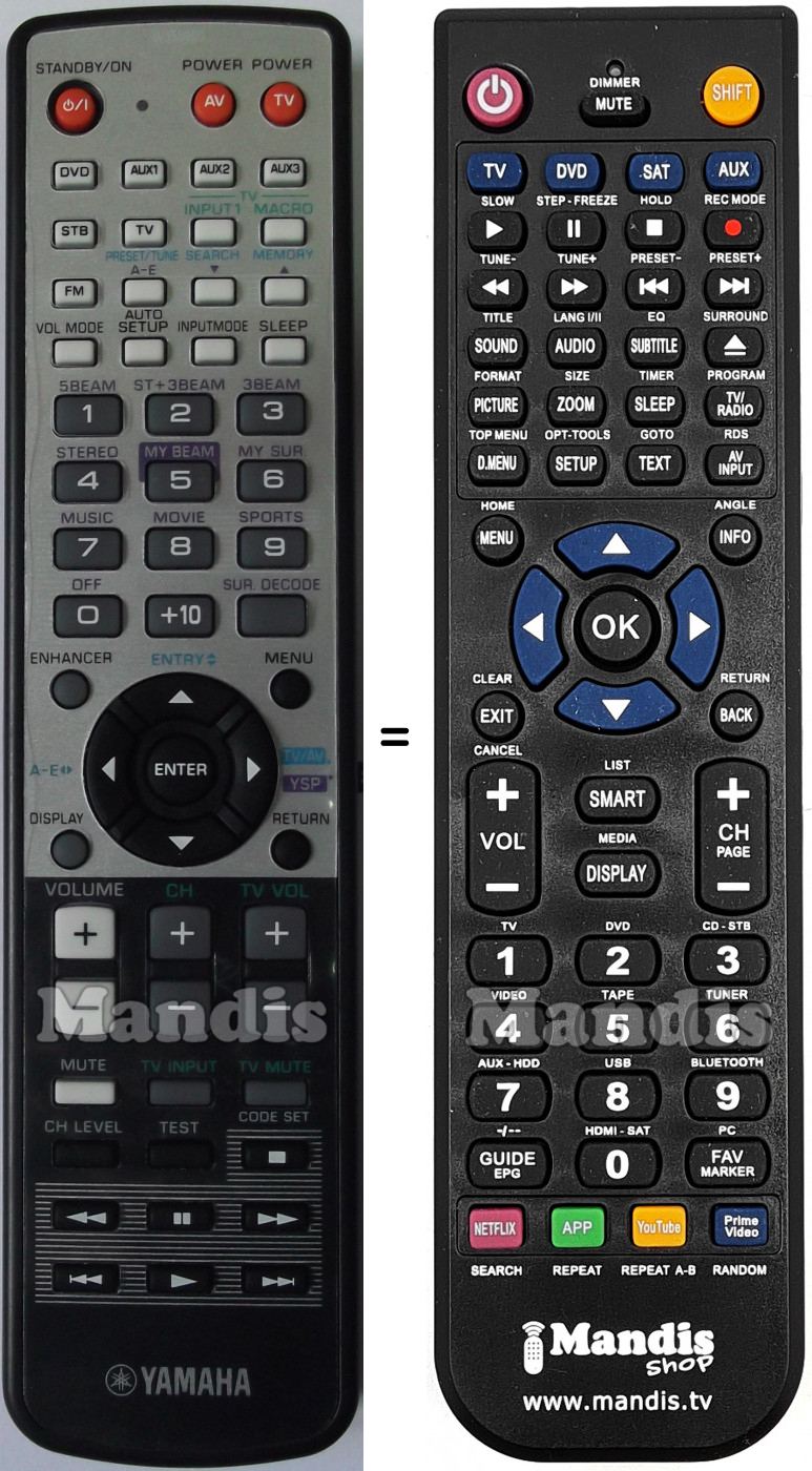 Télécommande équivalente Yamaha WJ553500