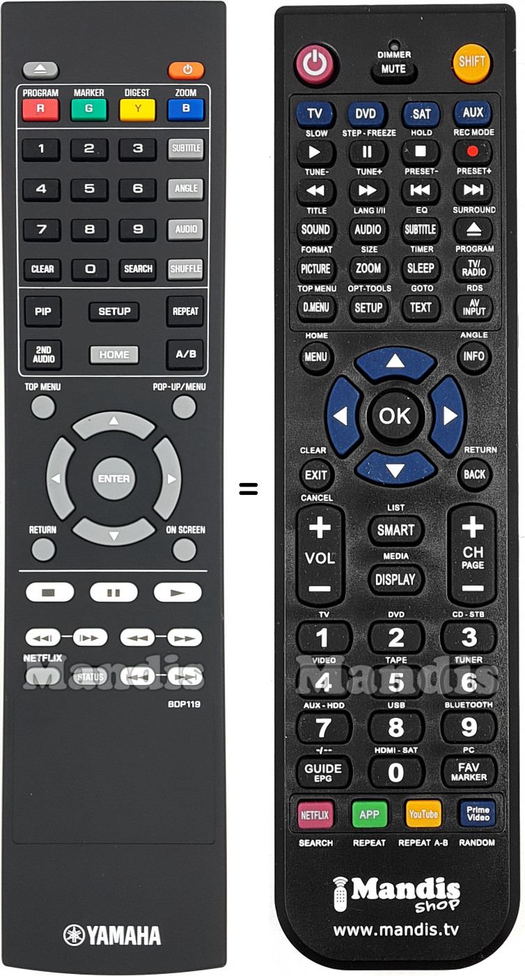 Télécommande équivalente Yamaha BDP119