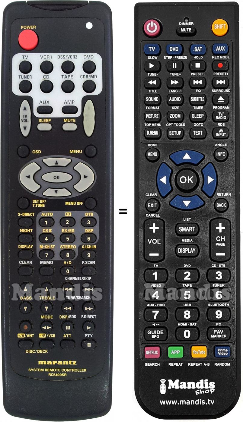Télécommande équivalente Marantz RC5400SR