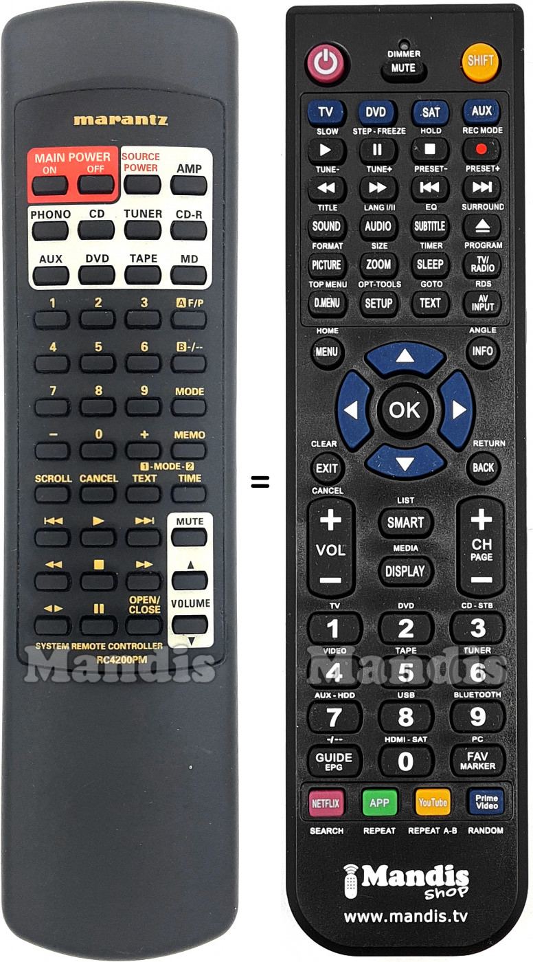 Télécommande équivalente Marantz RC4200PM