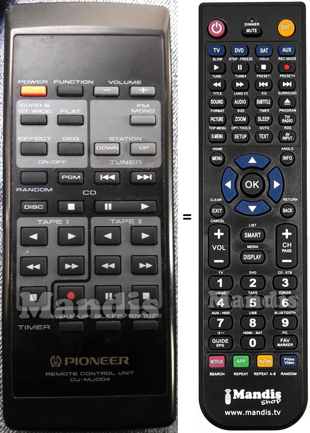 T&eacute;l&eacute;commande &eacute;quivalente Pioneer CU-MJ004