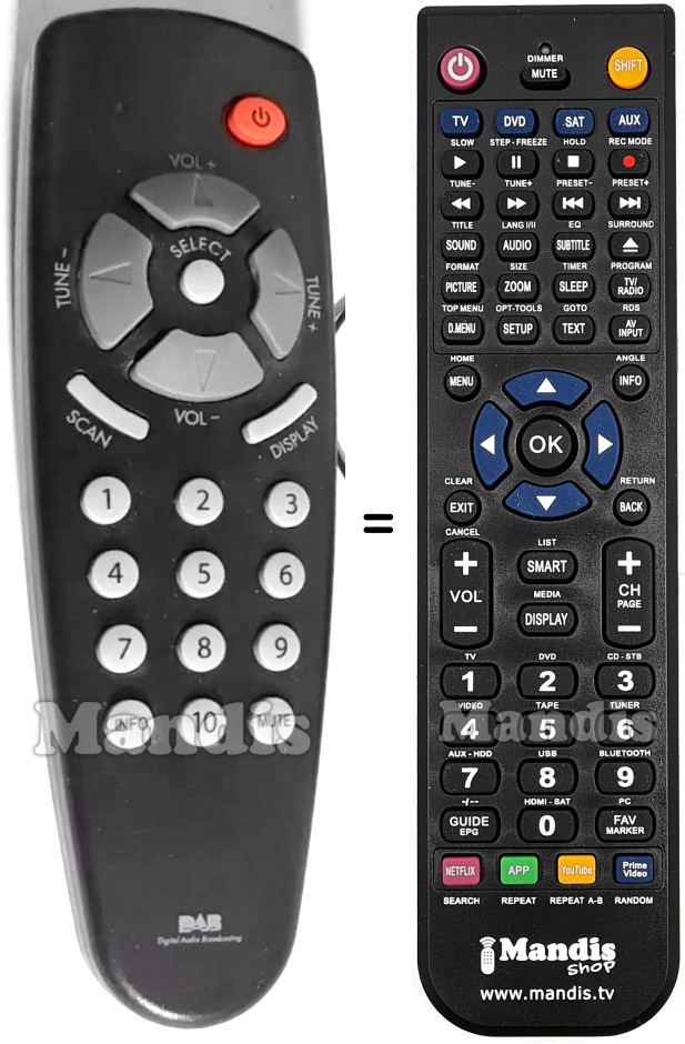 Télécommande équivalente Matsui DA-1 DAB TUNER